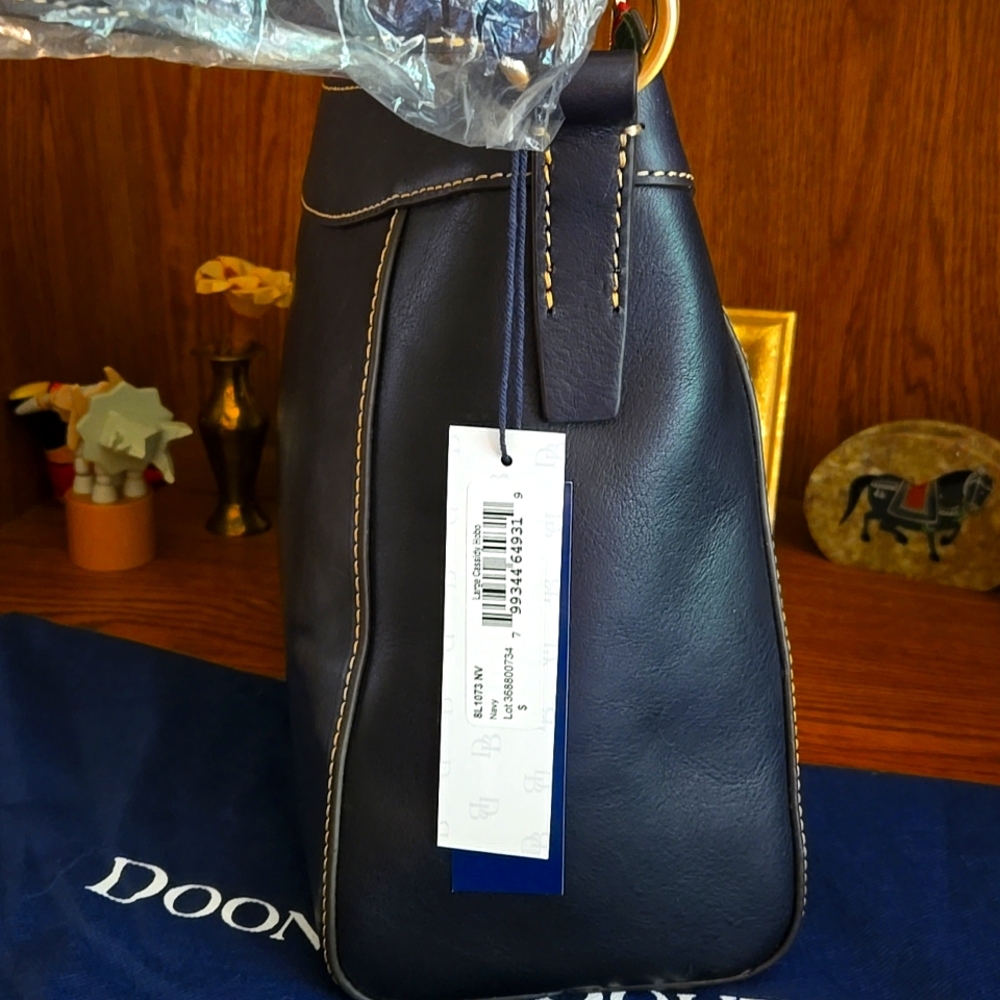 Dooney & Bourke Cassidy Hobo Navy Florentine leather NWT - Picture 6 of 15